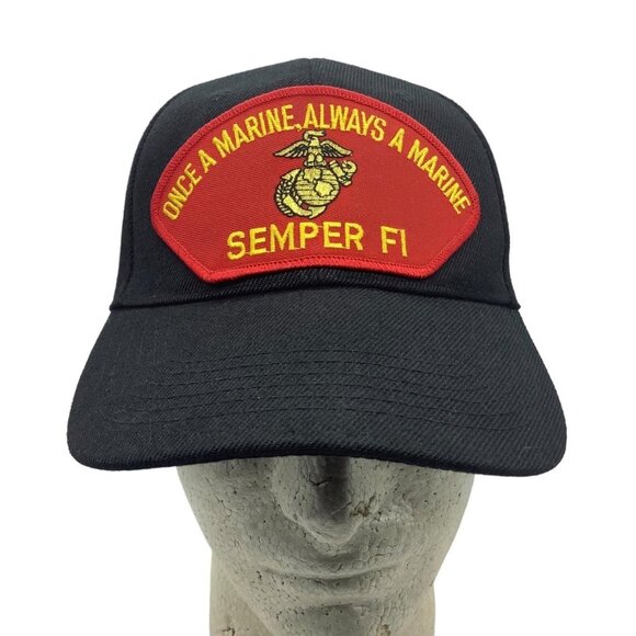 ONCE A MARINE ALWAYS A MARINE Semper Fi Baseball Hat Cap Black OS One Size NISSI - Picture 1 of 6